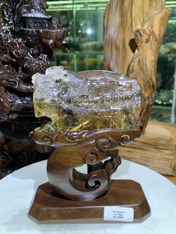 Tượng Phật nằm thạch anh tóc vàng KT: 15x12cm KL: 286g