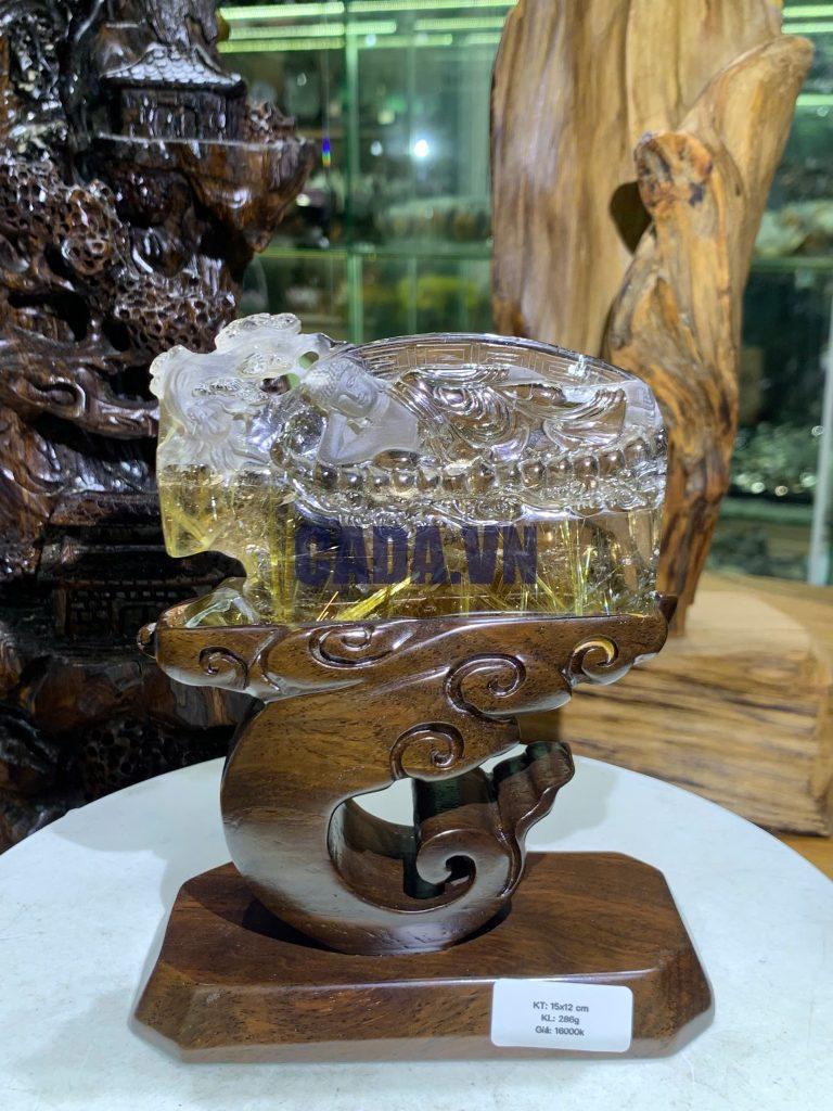 Tượng Phật nằm thạch anh tóc vàng KT: 15x12cm KL: 286g