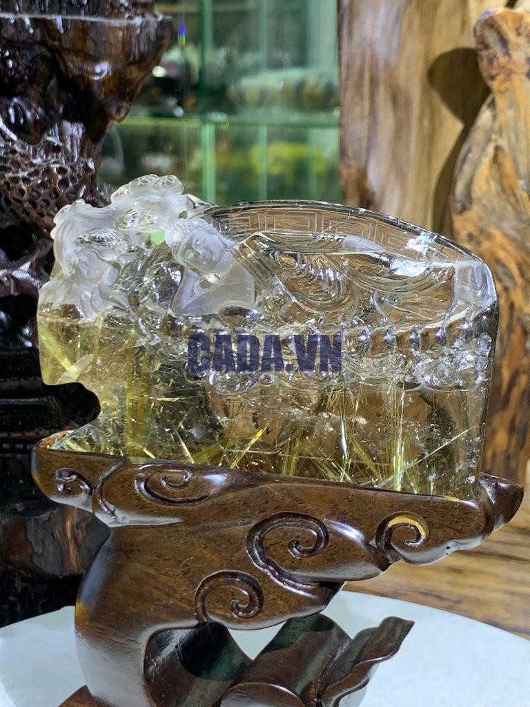 Tượng Phật nằm thạch anh tóc vàng KT: 15x12cm KL: 286g