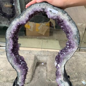 Slice Amethyst - Lát cắt hốc thạch anh tím - KL: 14,3 kg - KT cả bộ: 89x33 cm