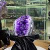 Thạch Anh Tím Uruguay - Amethyst tím đậm kèm đế gỗ KT: 20x10cm - KL: 874g
