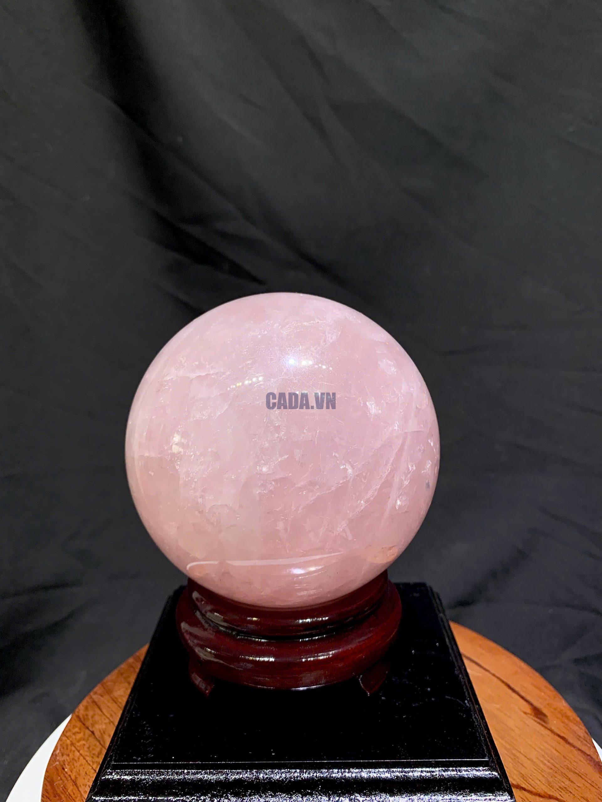 Bi Cầu Thạch Anh Hồng - Rose Quartz ĐK: 10.19cm, KL: 1.435kg