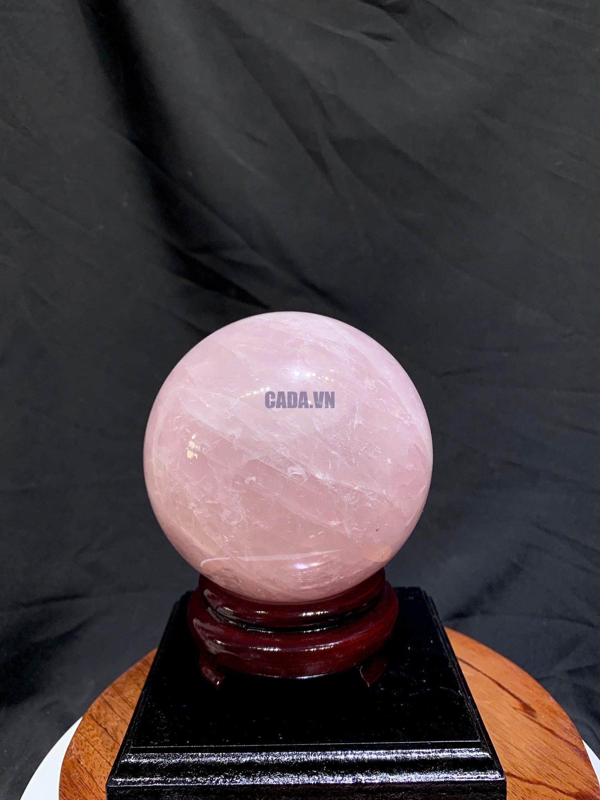 Bi Cầu Thạch Anh Hồng - Rose Quartz ĐK: 10.19cm, KL: 1.435kg