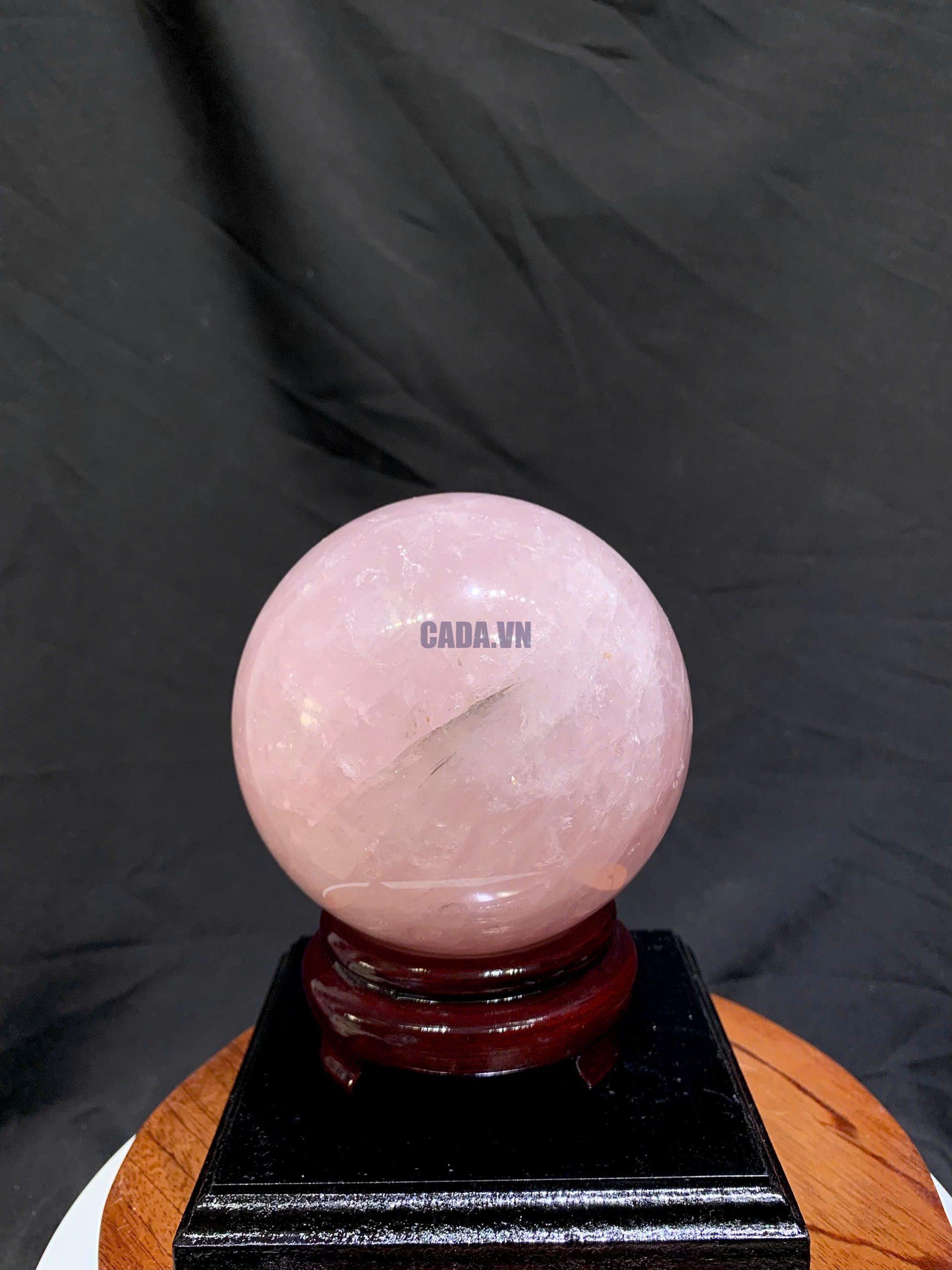 Bi Cầu Thạch Anh Hồng - Rose Quartz ĐK: 10.19cm, KL: 1.435kg