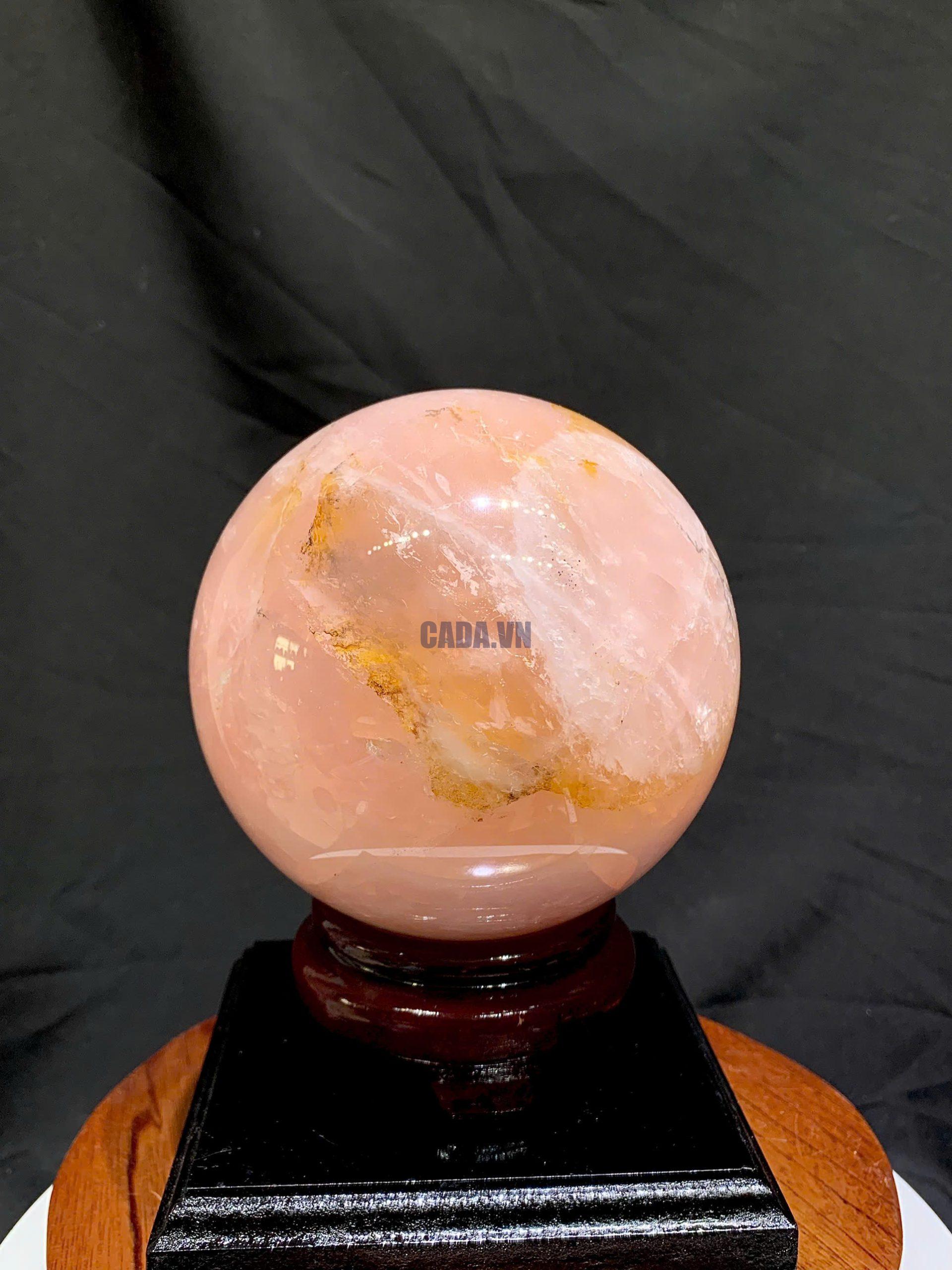 Bi Cầu Thạch Anh Hồng - Rose Quartz ĐK: 11.8cm, KL: 2.245kg