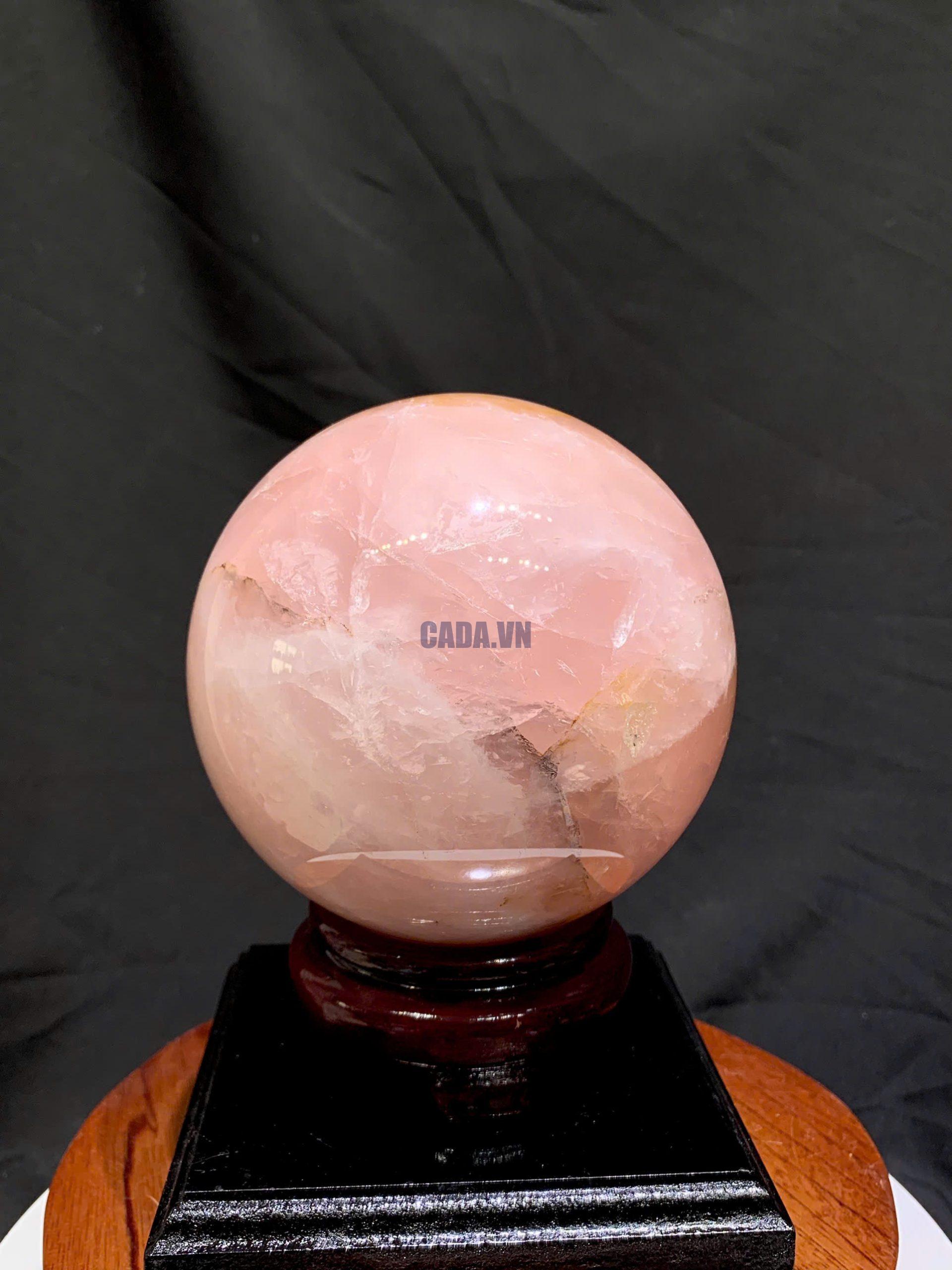 Bi Cầu Thạch Anh Hồng - Rose Quartz ĐK: 11.8cm, KL: 2.245kg