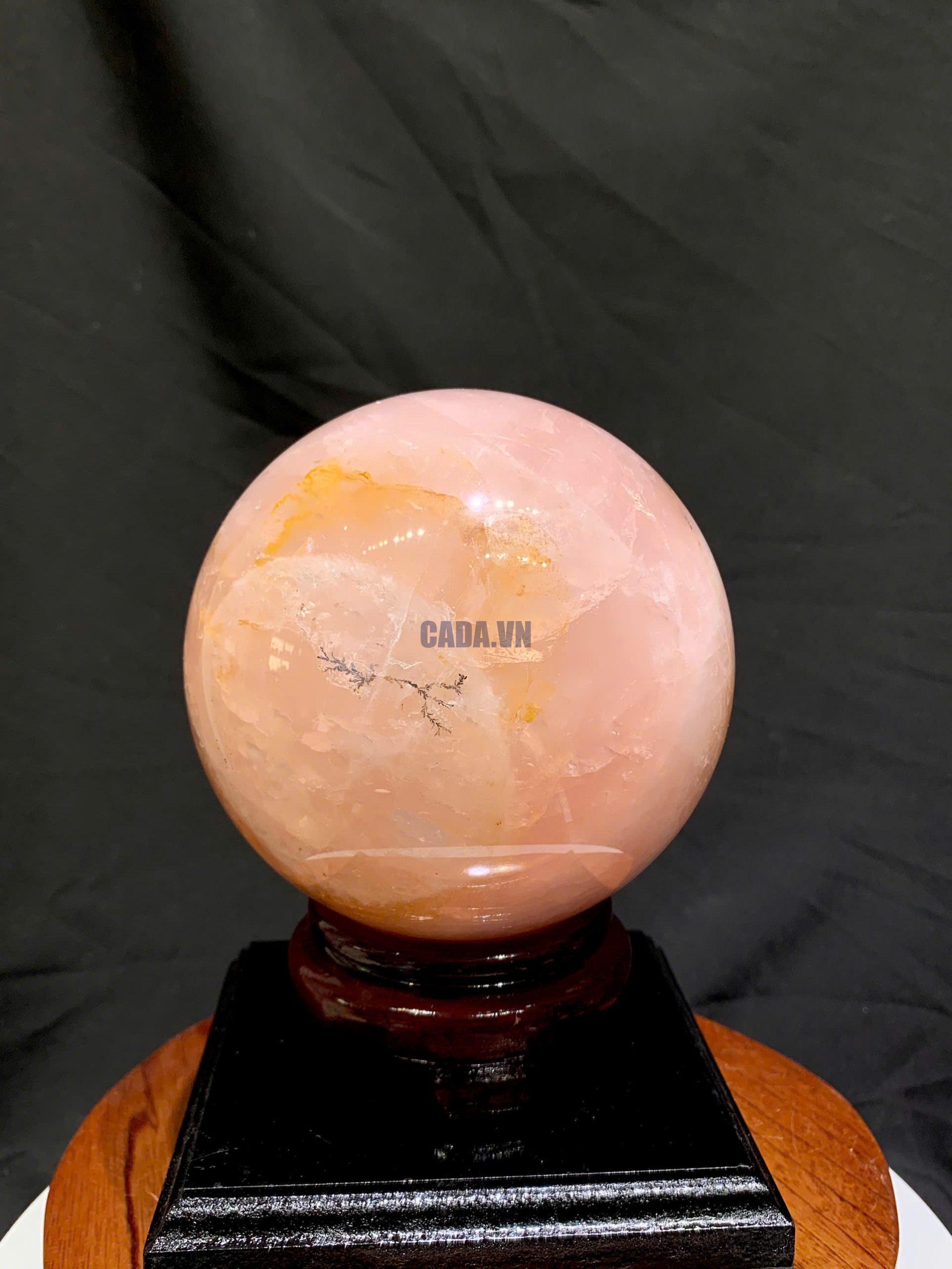Bi Cầu Thạch Anh Hồng - Rose Quartz ĐK: 11.8cm, KL: 2.245kg
