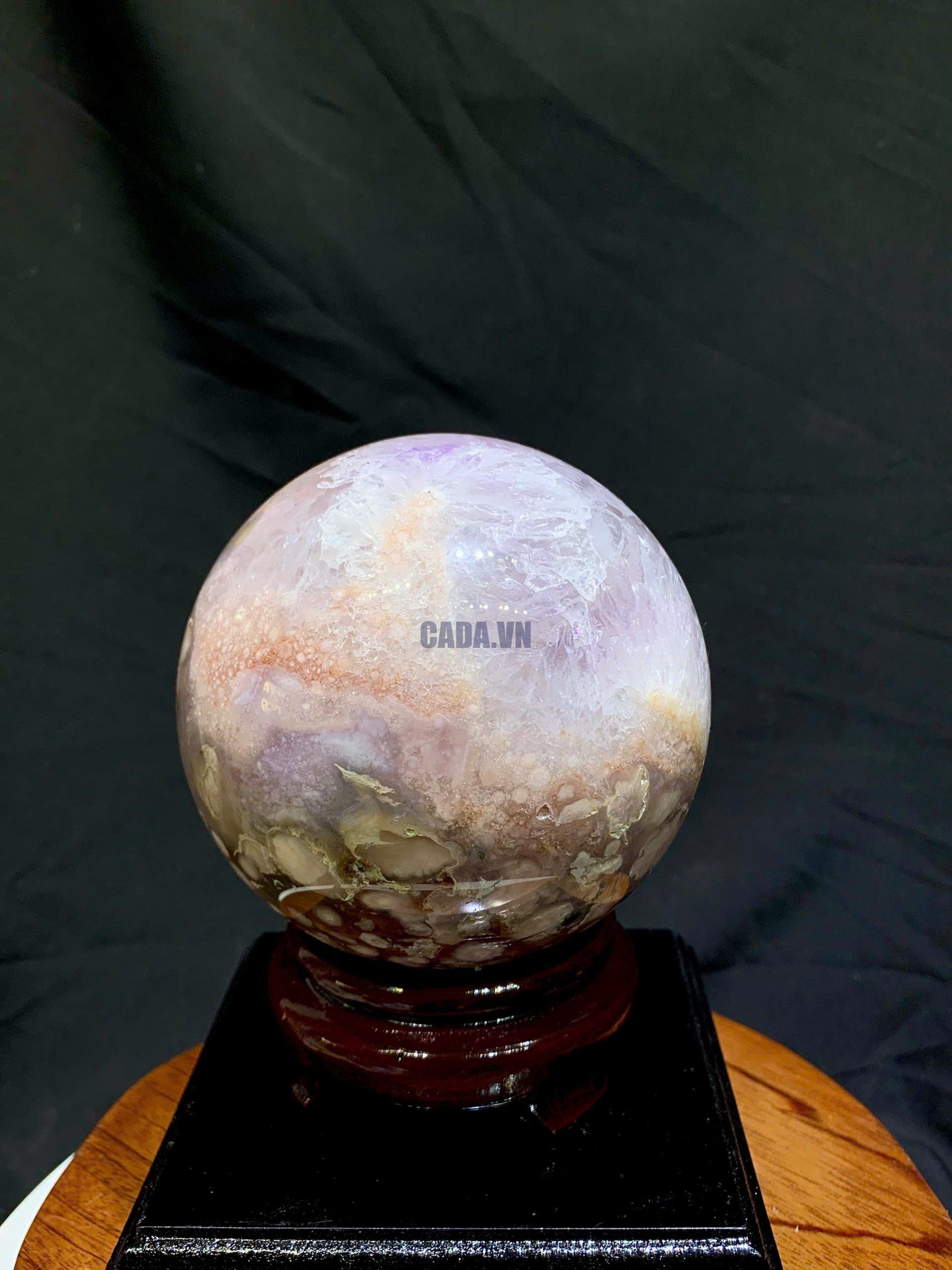 Cầu Thạch Anh Tím Hồng - Pink Amethyst And Flower Agate ĐK: 10.3cm, KL: 1.54kg