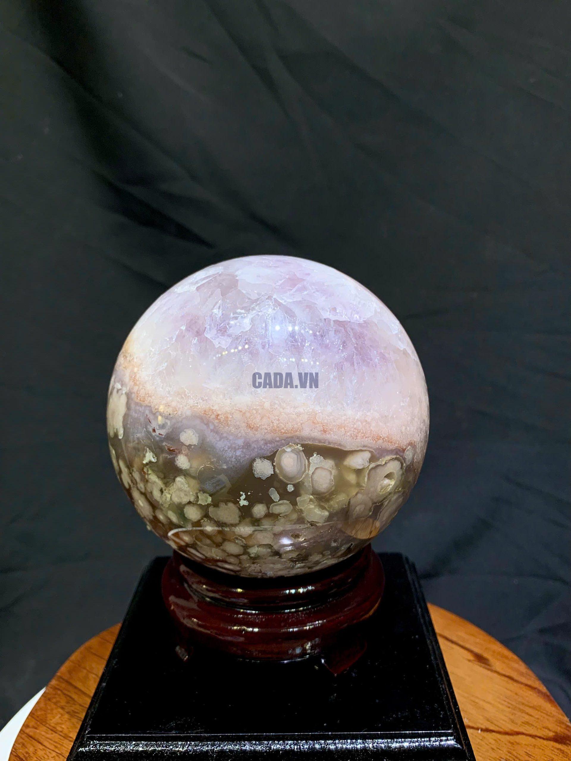 Cầu Thạch Anh Tím Hồng - Pink Amethyst And Flower Agate ĐK: 10.3cm, KL: 1.54kg