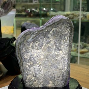 Thạch Anh Tím - Amethyst kèm đế gỗ KT: 16x9cm - KL: 715g