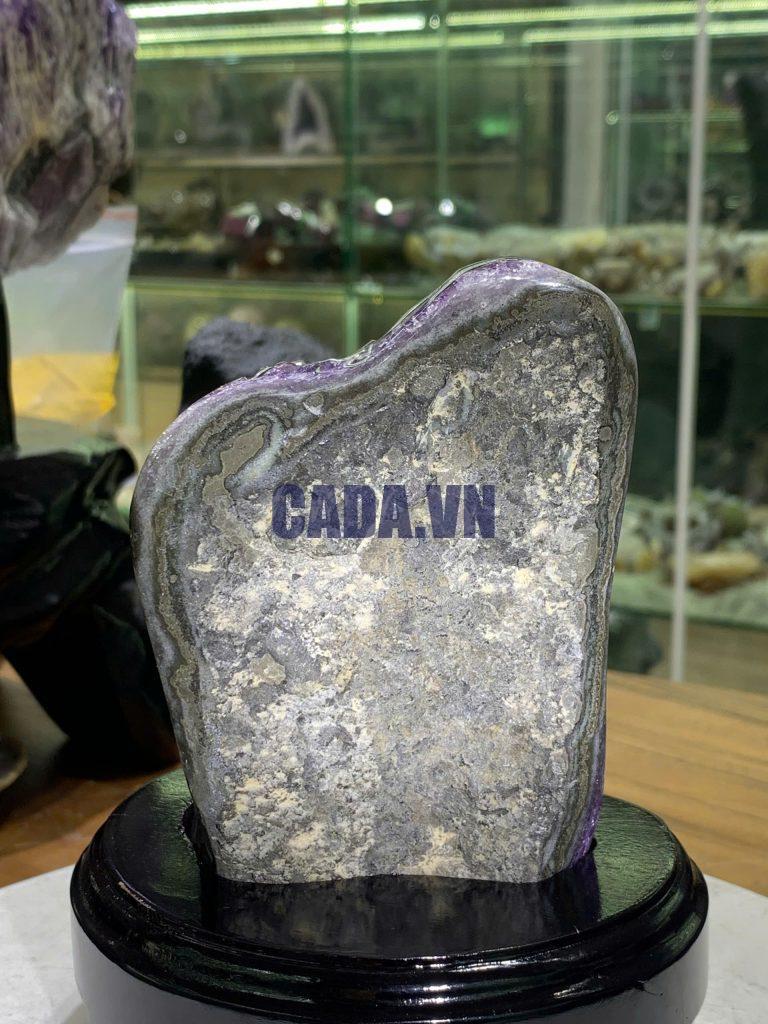 Thạch Anh Tím - Amethyst kèm đế gỗ KT: 16x9cm - KL: 715g
