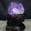 Thạch Anh Tím - Amethyst kèm đế gỗ KT: 22x11cm - KL: 1.056kg