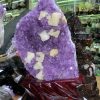 Vỉ Thạch Anh Tím cộng sinh Calcite - Amethyst kèm đế gỗ KT: 33x19cm - KL: 2.49kg