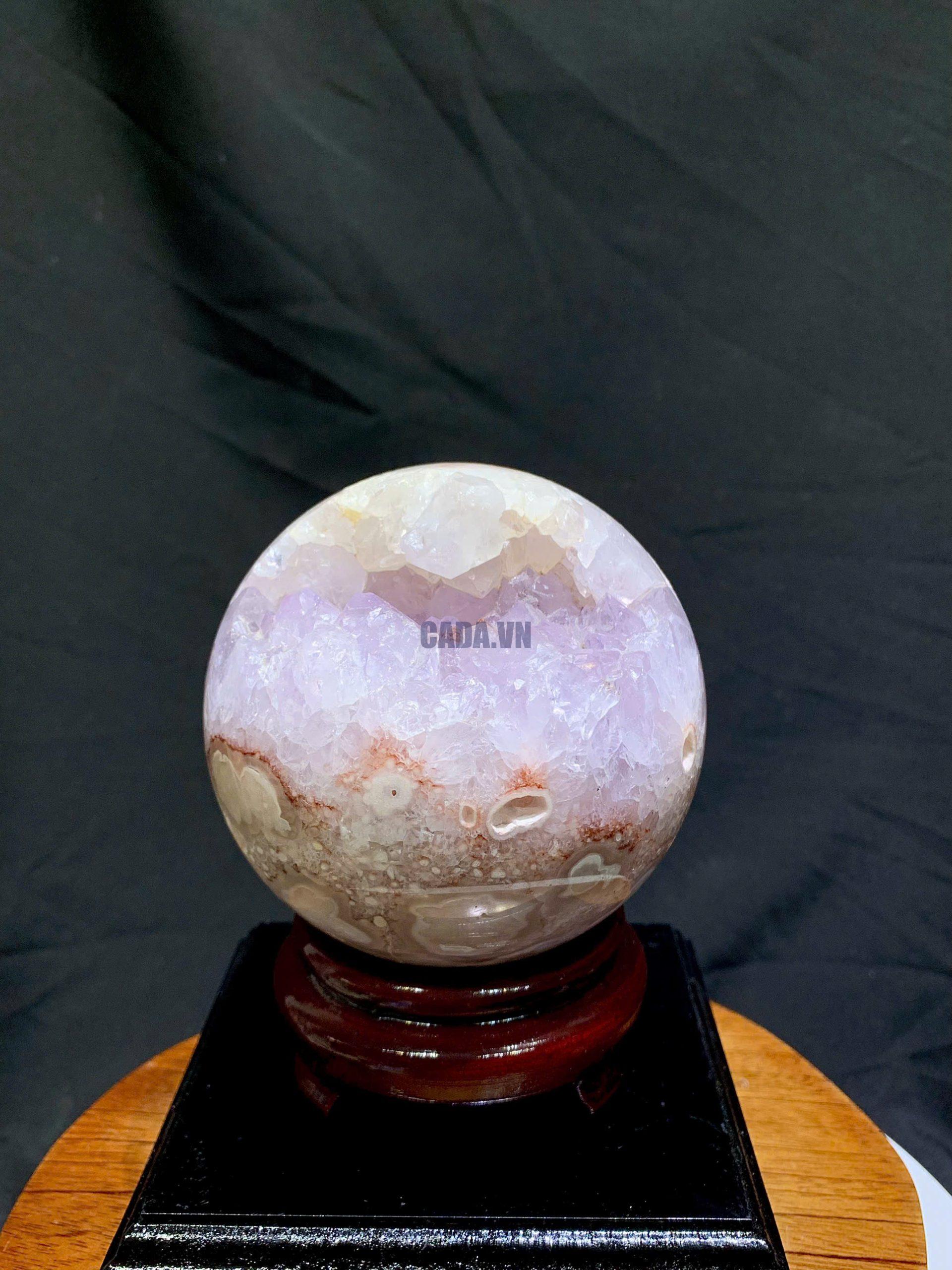 Cầu Thạch Anh Tím Hồng - Pink Amethyst And Flower Agate ĐK: 9.6cm, KL: 1.16kg