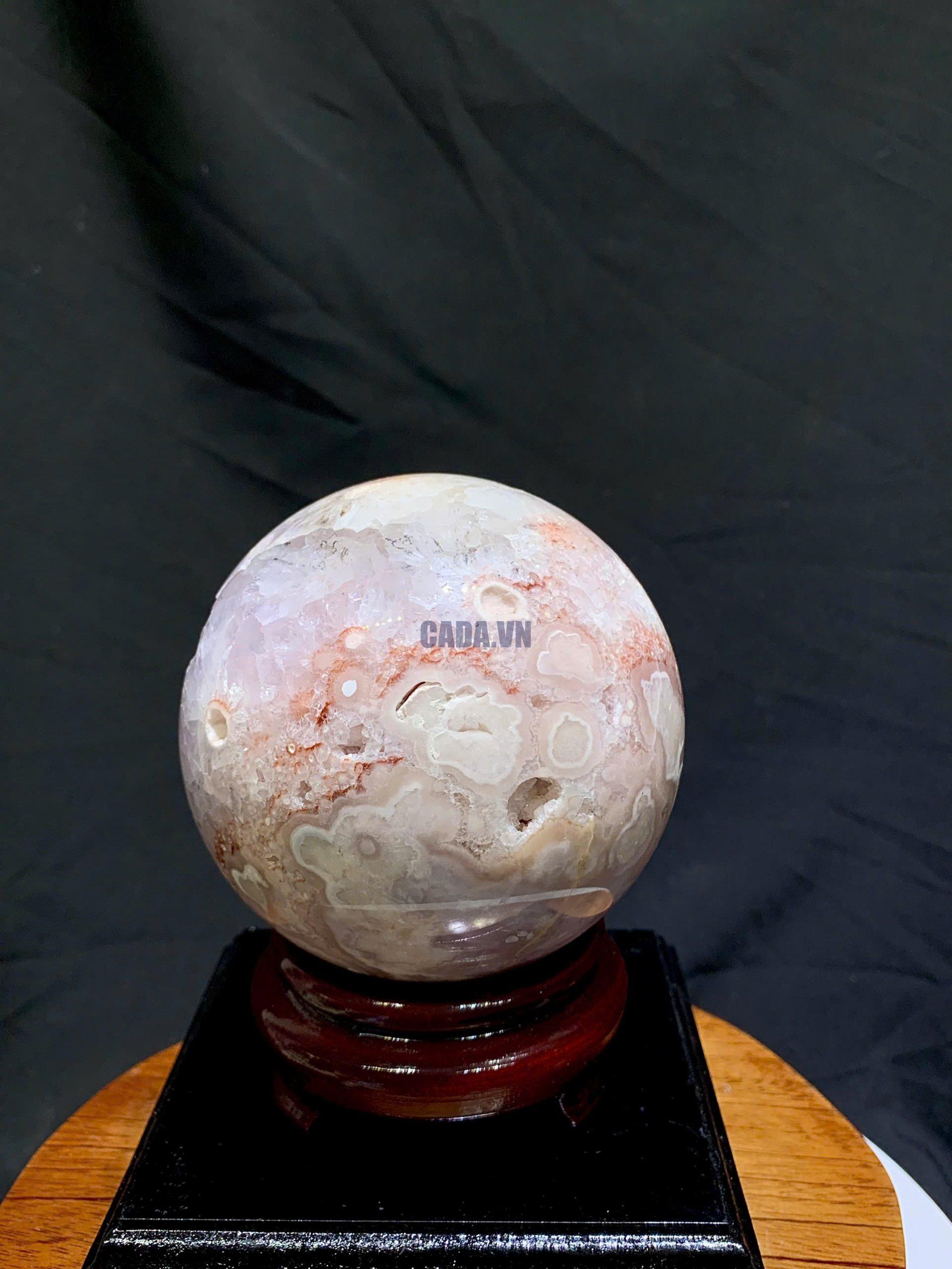 Cầu Thạch Anh Tím Hồng - Pink Amethyst And Flower Agate ĐK: 9.6cm, KL: 1.16kg
