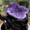 Thạch Anh Tím - Amethyst kèm đế gỗ KT: 19x20cm - KL: 1.5kg