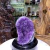 Thạch Anh Tím - Amethyst kèm đế gỗ KT: 15x12cm - KL: 740g
