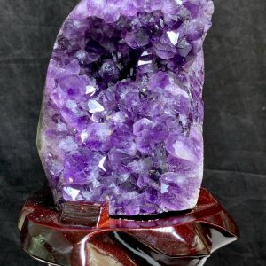 Thạch Anh Tím - Amethyst kèm đế gỗ KT: 22x12cm - KL: 2.04kg