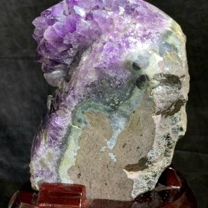 Thạch Anh Tím - Amethyst kèm đế gỗ KT: 22x12cm - KL: 2.04kg