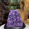 Thạch Anh Tím - Amethyst kèm đế gỗ KT: 14.5x10cm - KL: 976g