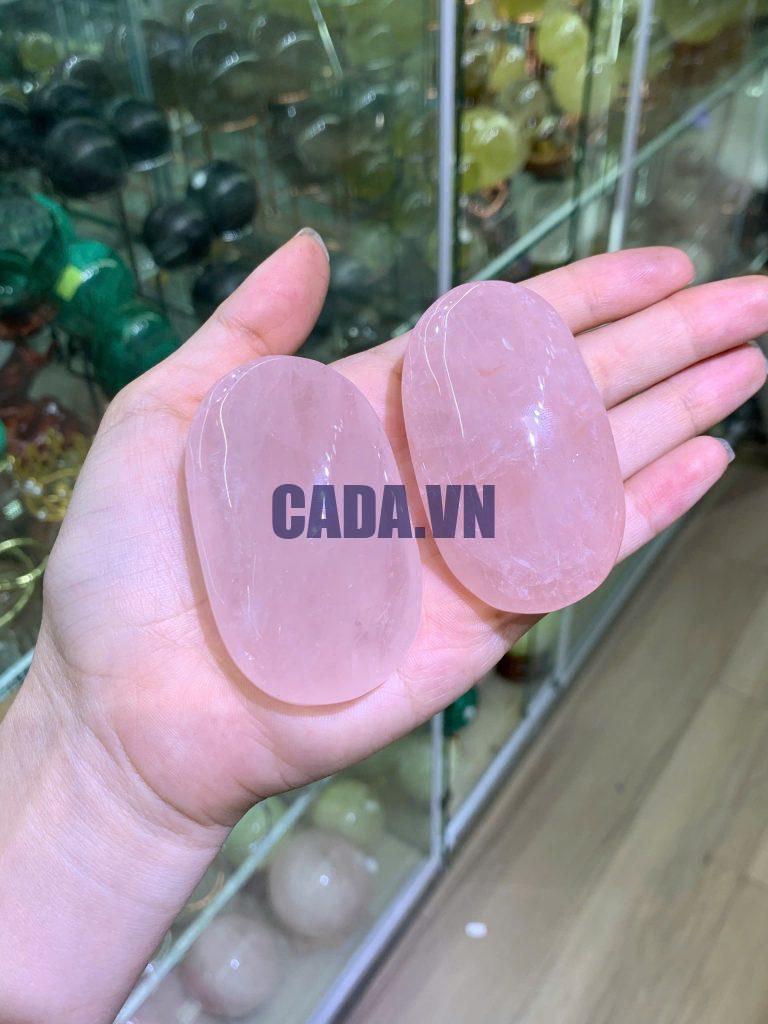 Palm Thạch Anh Hồng - Rose Quartz, size ~5-6cm | CADA DECOR