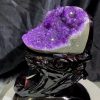 Thạch Anh Tím - Amethyst kèm đế gỗ KT: 20.5x 13cm - KL: 1.114kg