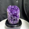 Thạch Anh Tím - Amethyst kèm đế gỗ KT: 13x8cm - KL: 0.996kg