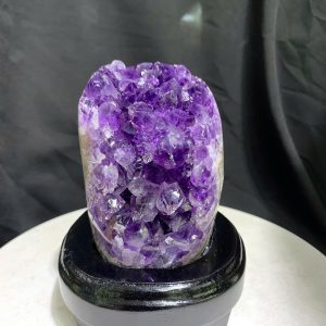 Thạch Anh Tím - Amethyst kèm đế gỗ KT: 13x8cm - KL: 0.996kg