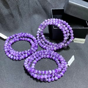 Vòng Chuỗi 3 quấn Dream Amethyst - Thạch Anh Tím vân size 6mm | CADA DECOR