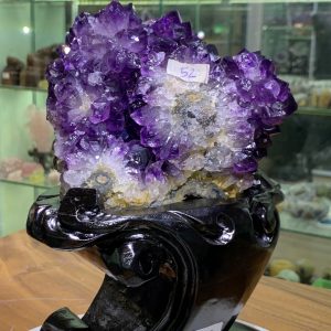 Bông Thạch Anh Tím đậm Uruguay - Amethyst kèm đế gỗ KT: 23x16cm - KL: 2kg