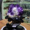 Bông Thạch Anh Tím đậm Uruguay - Amethyst kèm đế gỗ KT: 23x16cm - KL: 2kg