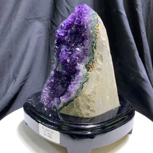 Thạch Anh Tím - Amethyst kèm đế gỗ KT: 18x15cm - KL: 1.6kg