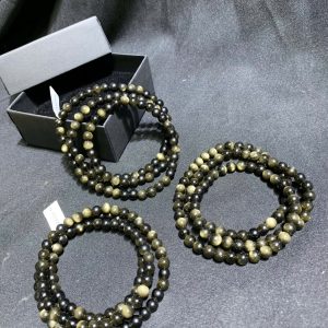 Vòng tay Golden Sheen Obsidian size 6mm chuỗi 3 quấn hoặc vòng đơn | CADA DECOR