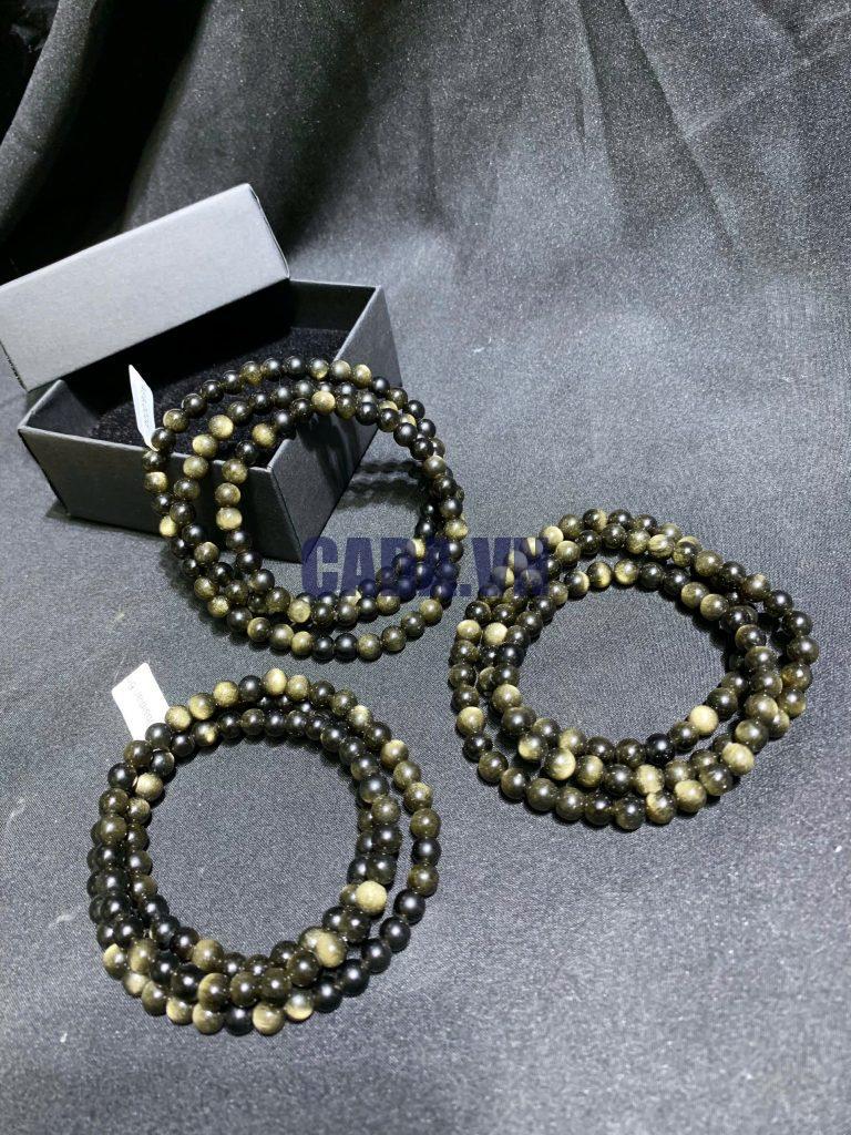 Vòng tay Golden Sheen Obsidian size 6mm chuỗi 3 quấn hoặc vòng đơn | CADA DECOR