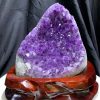 Thạch Anh Tím - Amethyst kèm đế gỗ KT: 18x15cm - KL: 2.256kg