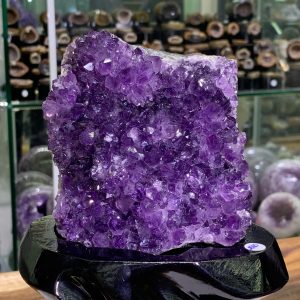 Vỉ Bông Thạch Anh Tím - Amethyst kèm đế gỗ KT: 22x11cm - KL: 1.31kg