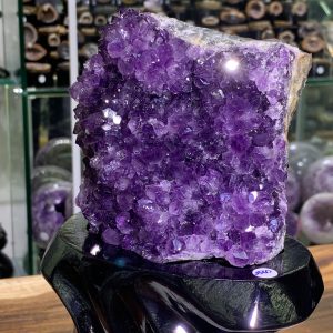 Vỉ Bông Thạch Anh Tím - Amethyst kèm đế gỗ KT: 22x11cm - KL: 1.31kg