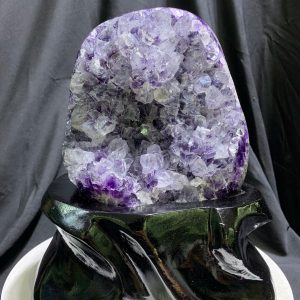 Vỉ bông Thạch Anh Tím - Amethyst kèm đế gỗ KT: 23x14cm - KL: 2.96kg