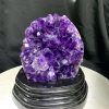 Thạch Anh Tím - Amethyst kèm đế gỗ KT: 13x9.5cm - KL: 0.744kg