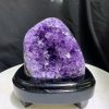 Thạch Anh Tím - Amethyst kèm đế gỗ KT: 11x8cm - KL: 0.63kg