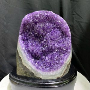 Thạch Anh Tím - Amethyst kèm đế gỗ KT: 19x13cm - KL: 2.77kg