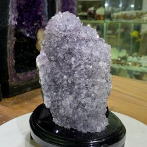 Thạch Anh Tím biến thể - Amethyst kèm đế gỗ KT: 18x12cm - KL: 1.468kg