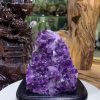 Thạch Anh Tím - Amethyst kèm đế gỗ KT: 15.5x8.5cm - KL: 1.058kg