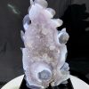 Tác Phẩm Tượng Hồ Ly đá Mã Não hốc Thạch Anh KT: 17.5x10.5cm, KL: 1.25kg