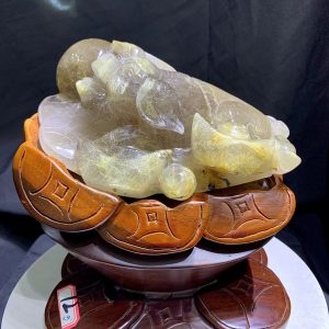 Tác phẩm Tượng Heo Phú Qúy Thạch Anh Tóc KT: 19x18.5cm - KL: 1.825kg