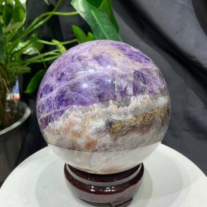 Bi cầu Thạch Anh Tím Vân - Dream Amethyst, ĐK: 13.2cm, KL: 3.098kg