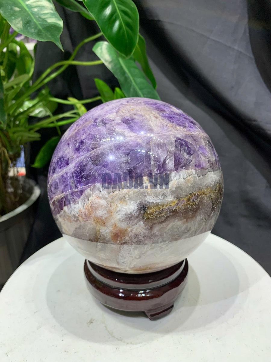 Bi cầu Thạch Anh Tím Vân - Dream Amethyst, ĐK: 13.2cm, KL: 3.098kg