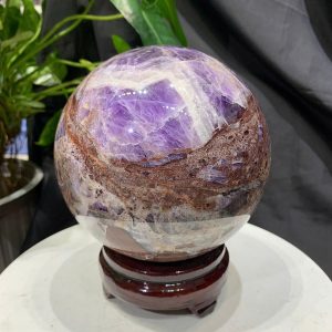 Bi cầu Thạch Anh Tím Vân - Dream Amethyst, ĐK: 13.2cm, KL: 3.07kg