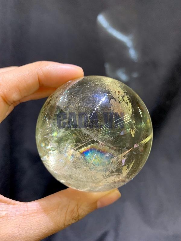 BI CẦU THẠCH ANH VÀNG CHẤT TRONG - CITRINE SPHERE, ĐK: 6cm – KL: 295g