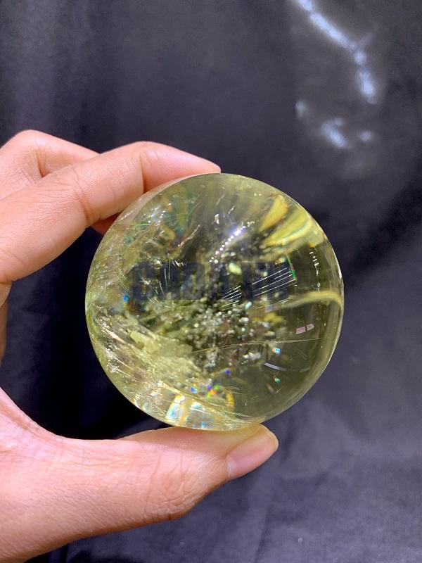 BI CẦU THẠCH ANH VÀNG CHẤT TRONG - CITRINE SPHERE, ĐK: 6.3cm – KL: 345g